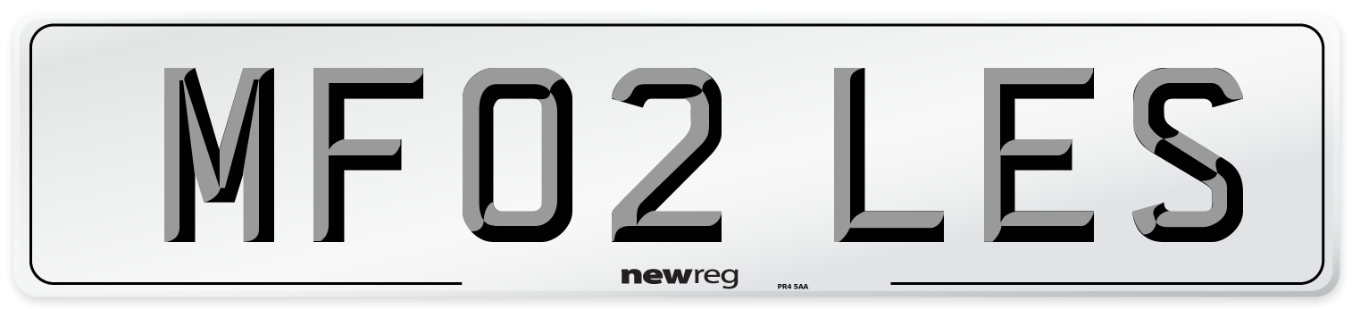 MF02 LES Number Plate from New Reg